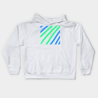 Blue green stripes watercolor art Kids Hoodie